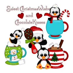 Christmas Candy Cup Penguin Cutting Dies pupazzo di neve albero Stencil in metallo per fai da te Scrapbooking Card Craft