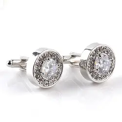 Rhinestone Fashion Round Cuff Links For Men Women Crystal Cuff Buttons Wedding Business Shirts Cufflinks