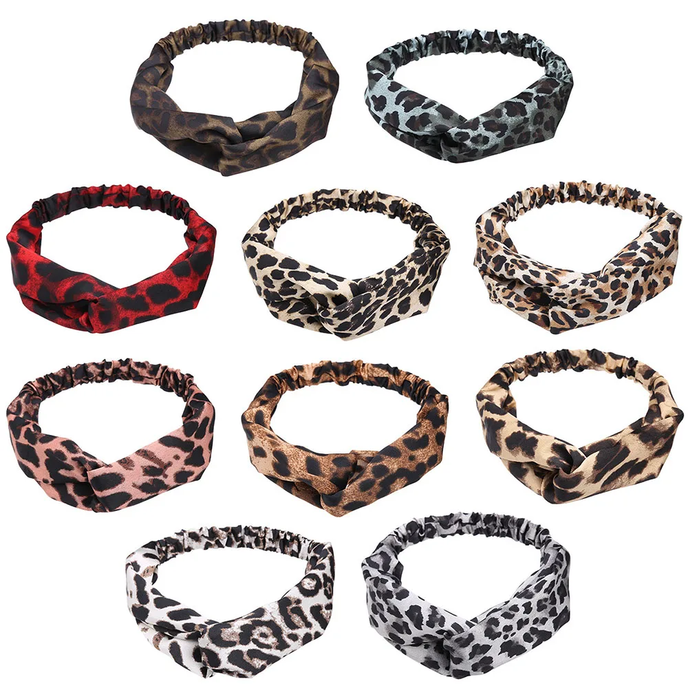 Leopard Cross Headbands For Women Turban Hairbands Elastic Stretch Hair Band Hair Accessories Headwear Fashion Leopard Hairband