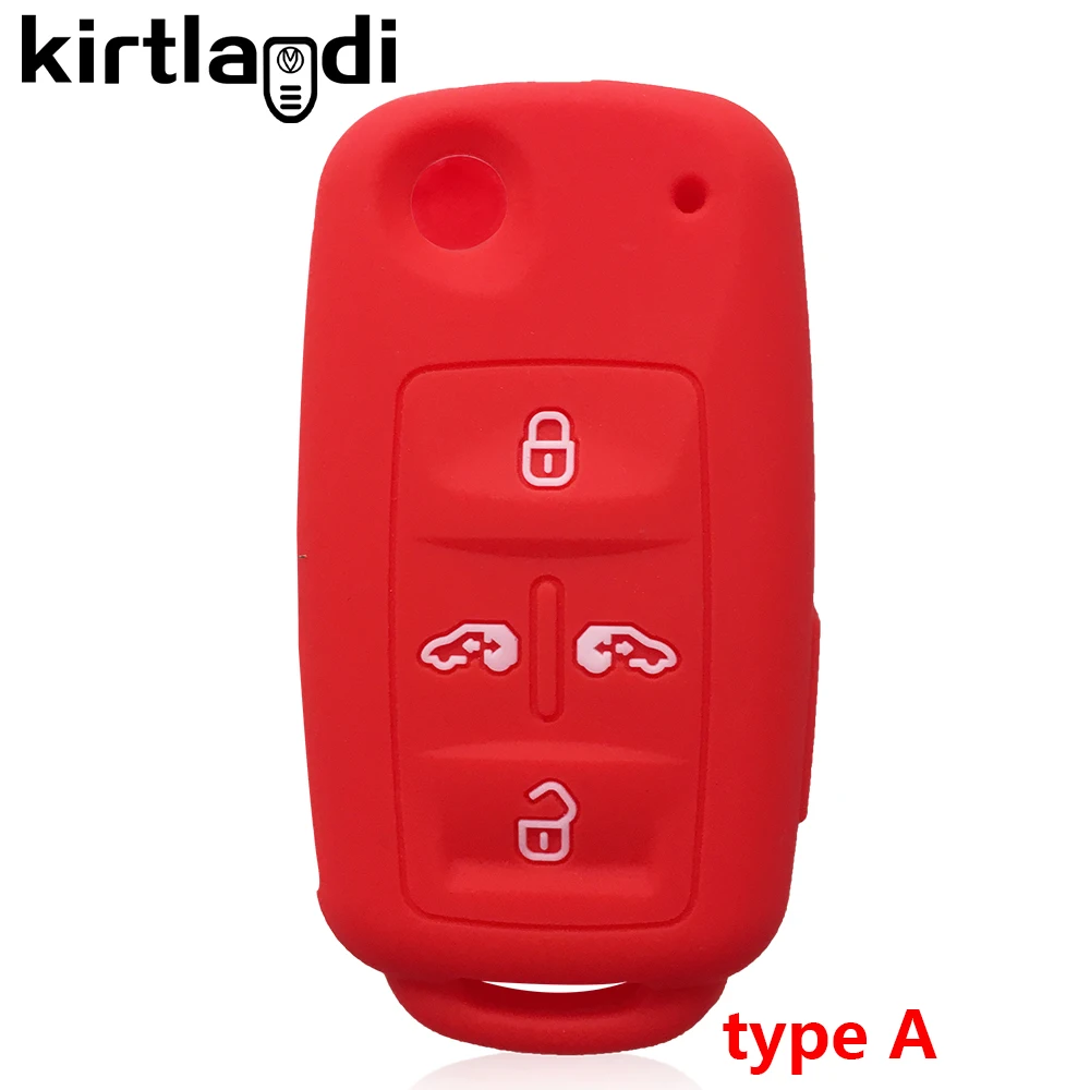 Kirtlandi Silicone Car Key Cover Case Holder Fob for VW Volkswagen Sharan Multivan for Seat Alhambra 4 Buttons Remote Key Shell