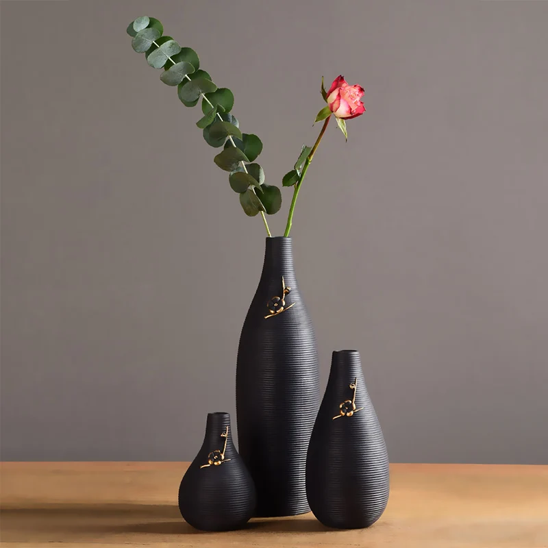 Ceramic Vases Small Mouth Flower Arrangement Home Furnishing Decoration Modern Nordic Style Living Room Flower Bottle WWO66