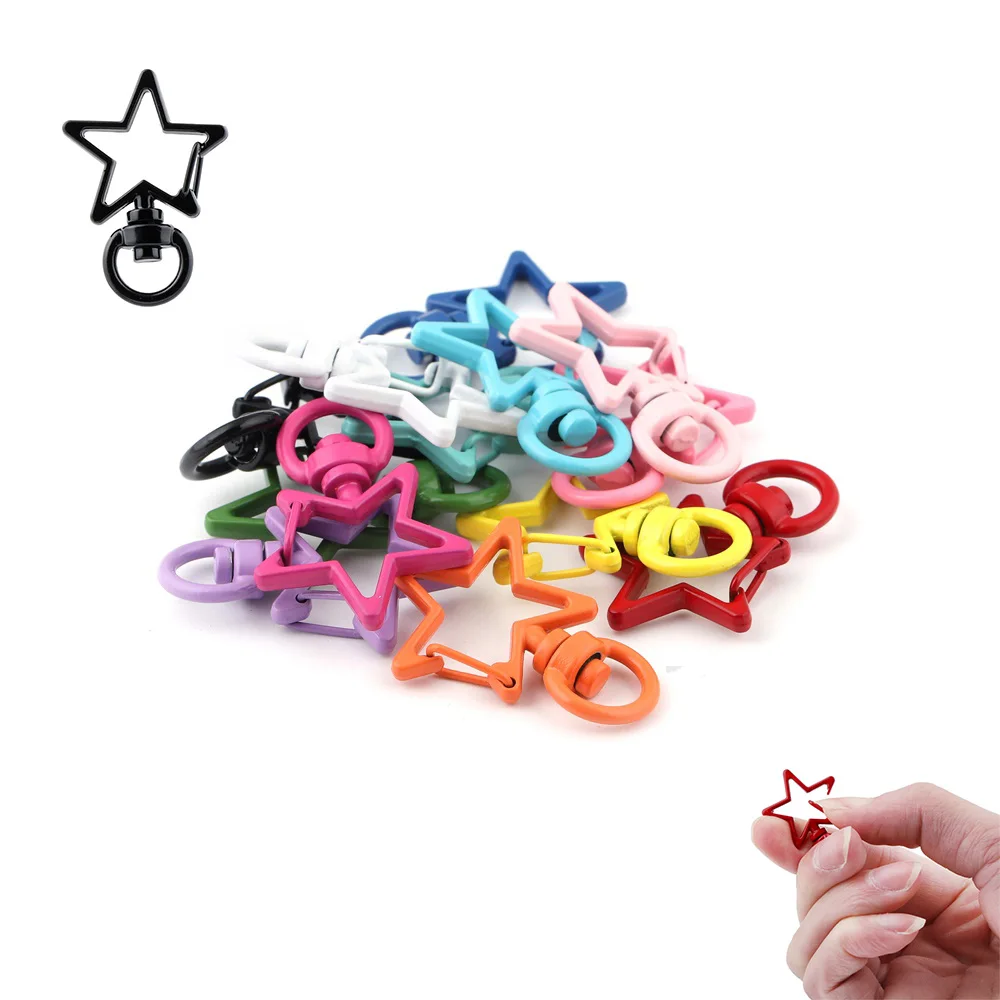 Chaveiro de pentagrama com fecho lagosta, estrela colorida 5 fábricas chaveiro oco para fazer joias acessórios