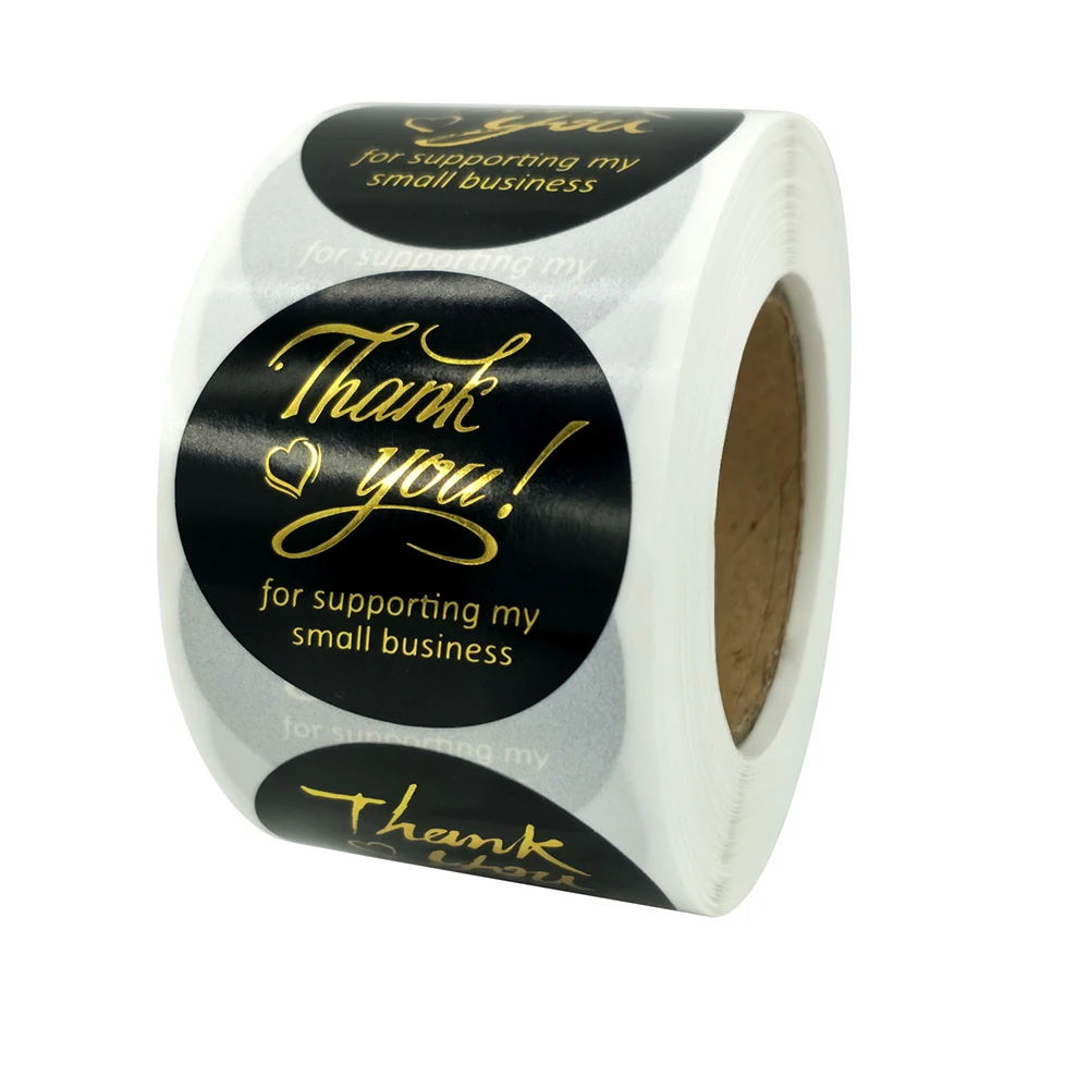 

38mm Black Bronzing Sticker Thank You For Supporting My Small Business Gift Packing Seal Labels Stationary Stickers