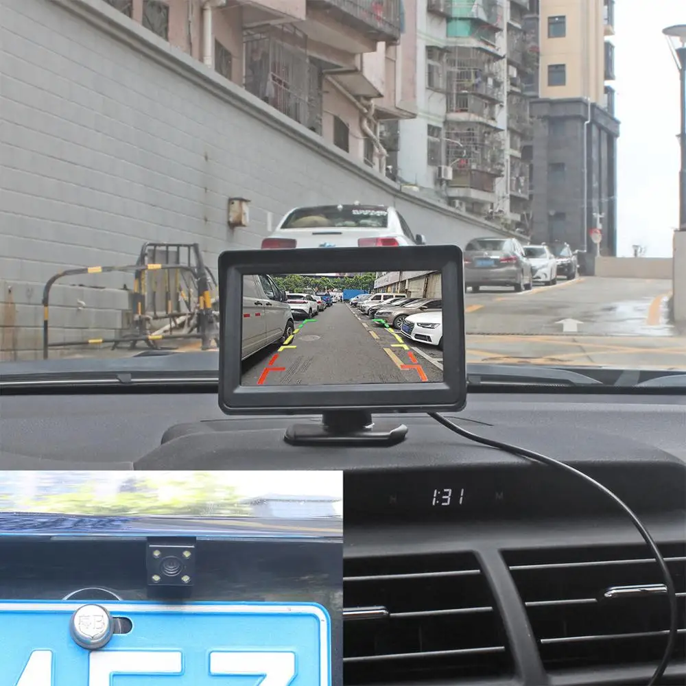 SMALUCK 4.3 Inch Car Mirror Monitor Vehicle Rear View Reverse Backup Car LED Camera Video Parking System Easy Installation