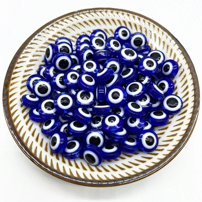 6/8/10/12/14MM Resin Spacer Beads Round Oval Shape Evil Eye Beads For Jewelry Making DIY Charms Bracelets Earring Pendant