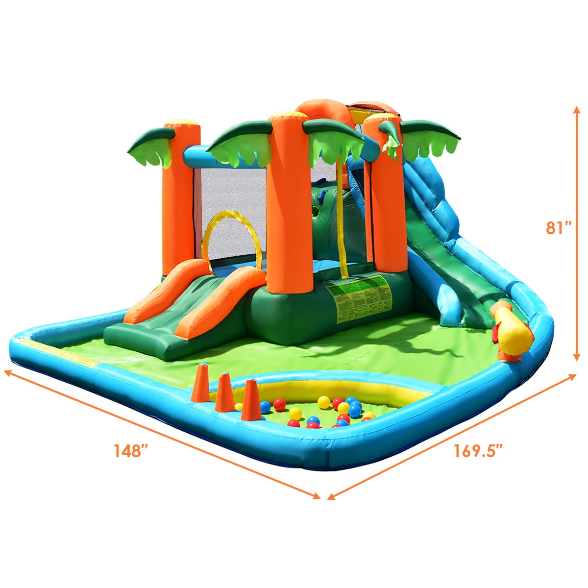 Inflatable Bounce House Jump Bouncer Kids Water Park Splash Play Center w/Blower