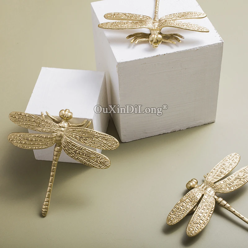 

Beauty 4PCS Pure Brass Dragonfly Furniture Handles Drawer Pulls Cupboard Wardrobe Kitchen Shoe TV Wine Cabinet Pulls Knobs