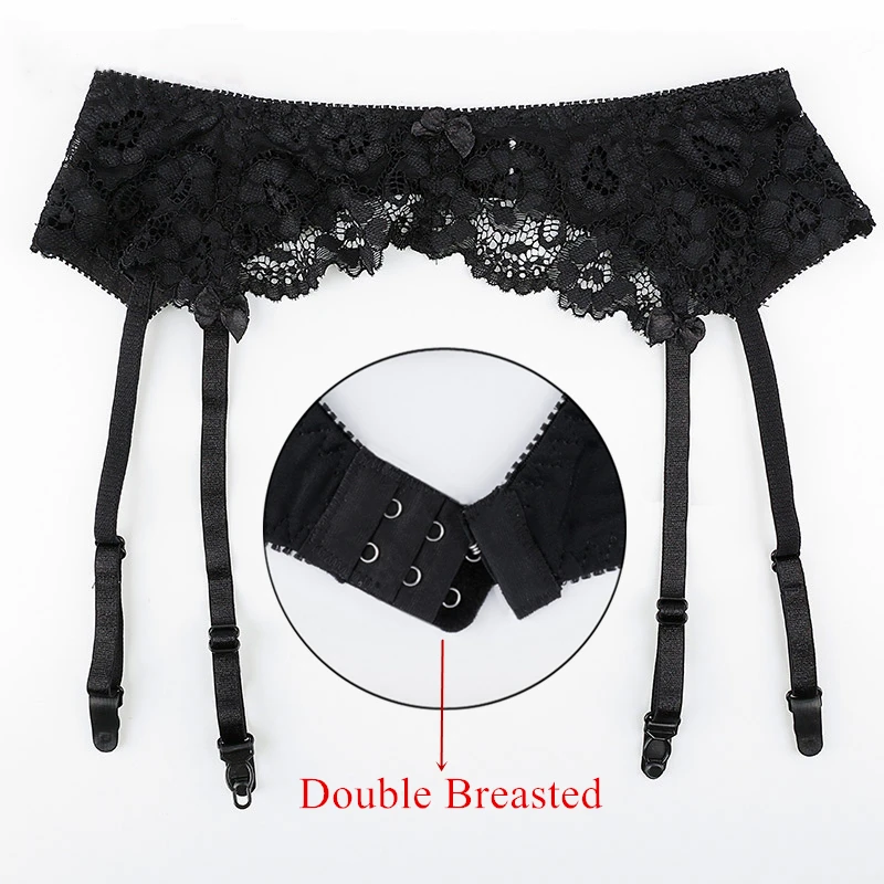 Women\'s Sexy Lingerie Plus Size Lace Garter Suspenders Transparent Underwear Adjustable Double Breasted Waist Belt For Stockings