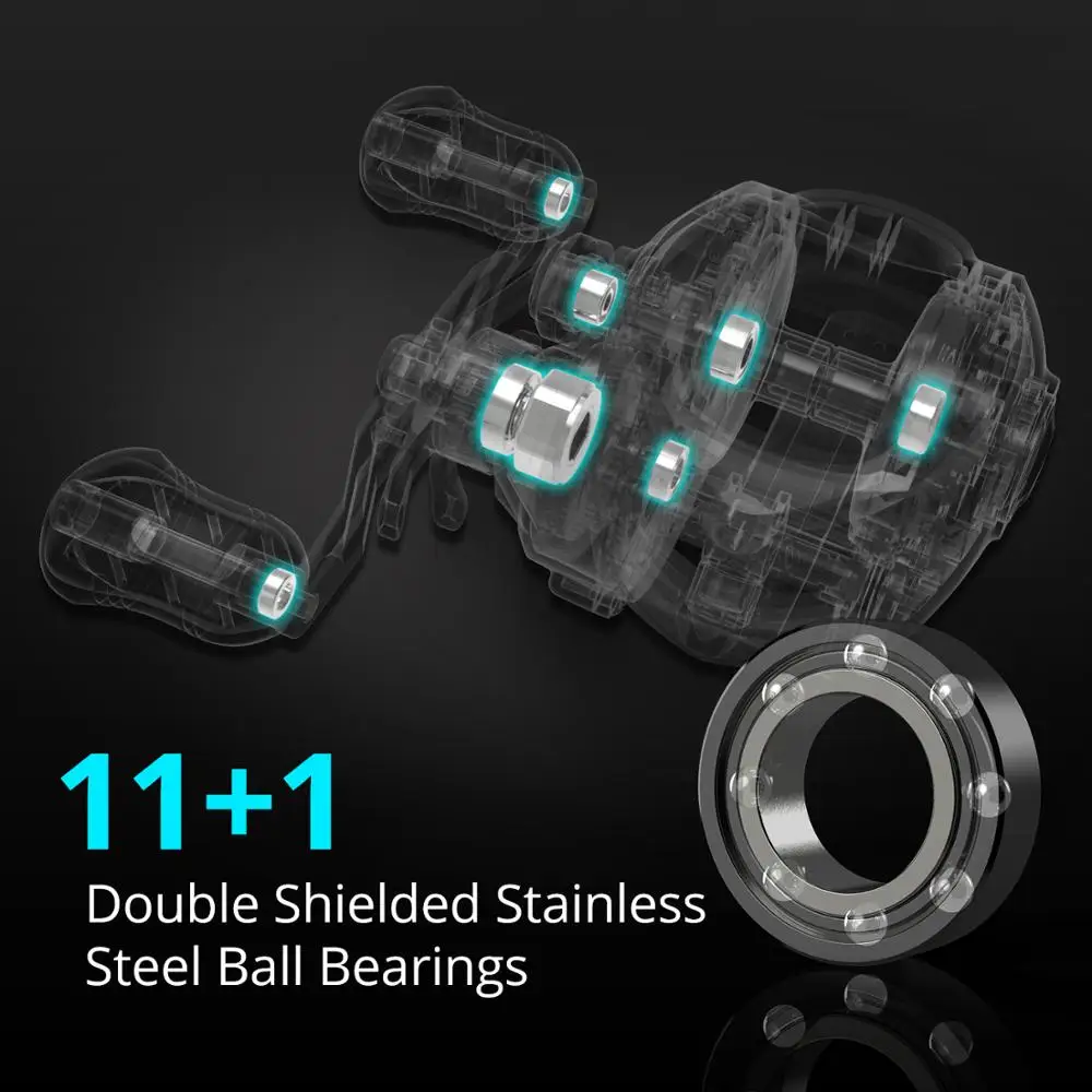 KastKing Spartacus – Carrete Baitcasting con doble freno, arrastre 8KG, 11 rodamientos - imagen 3