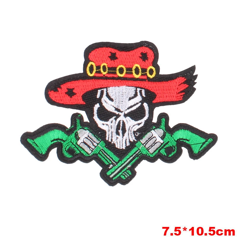 Ghost Skull Embroidery Patches Iron On Patch For Clothing DIY Stickers Sew On Clothes Denim Jacket Backpack Handbag Badges F