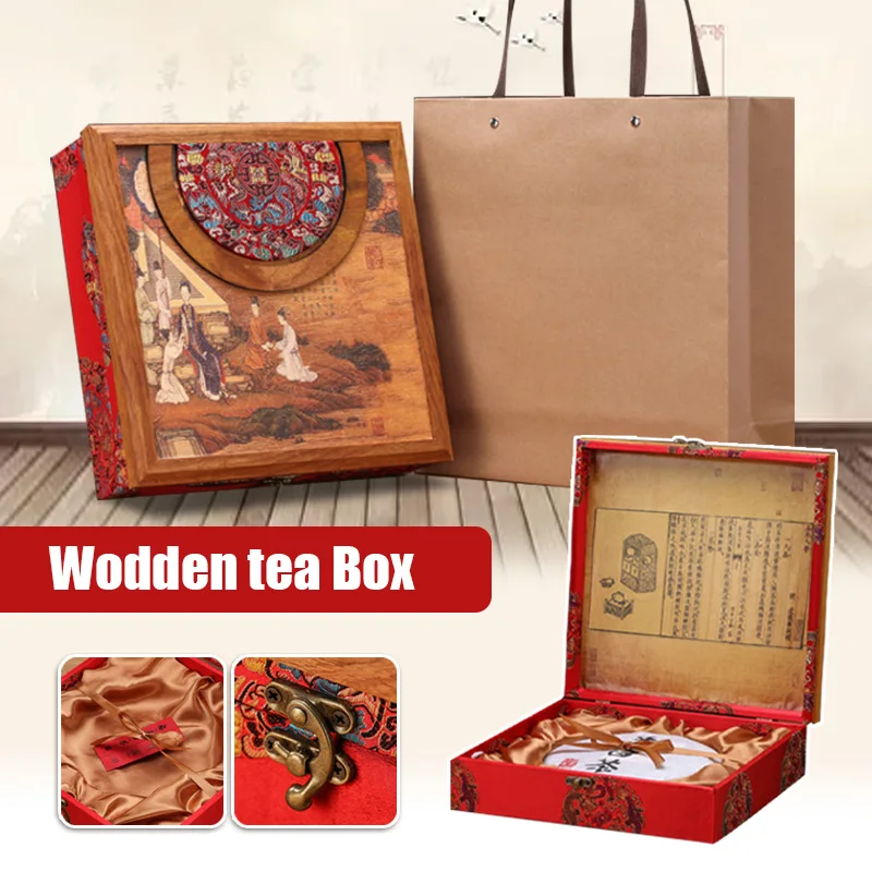 

New Puer Tea Cabinet Ancient Chinese Round Tea Leaves Cake Storage Box Tea Leaves Display Organizer Wooden Tea Package Gift Box