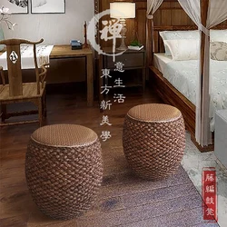 Oriential Style Classic Design Stool Shoes Changing Bench Decorative Chinese Furniture Japanese Zen Tatami  Vintage Rattan Stool