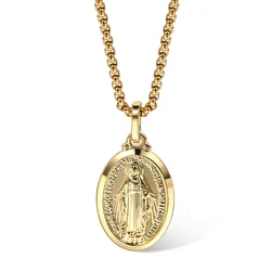 Religious Jewelry Virgin Mary Pendants Necklaces for Women Men Fashion Accessories Gold Color Chains Trendy Vintage Colar GP431