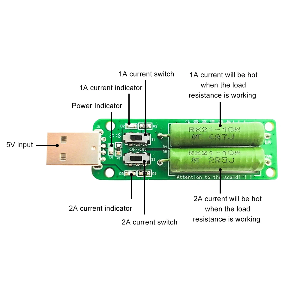 Resistenza USB carico elettronico cc con interruttore regolabile 3 tipi di corrente capacità della batteria tensione tester di resistenza di scarica