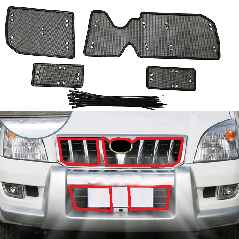 

For Toyota Land Cruiser Prado 120 J12 2003 2004 2005 2006 2007 2008 2009Front Head Grille Stainless Steel Insect Net Accessories