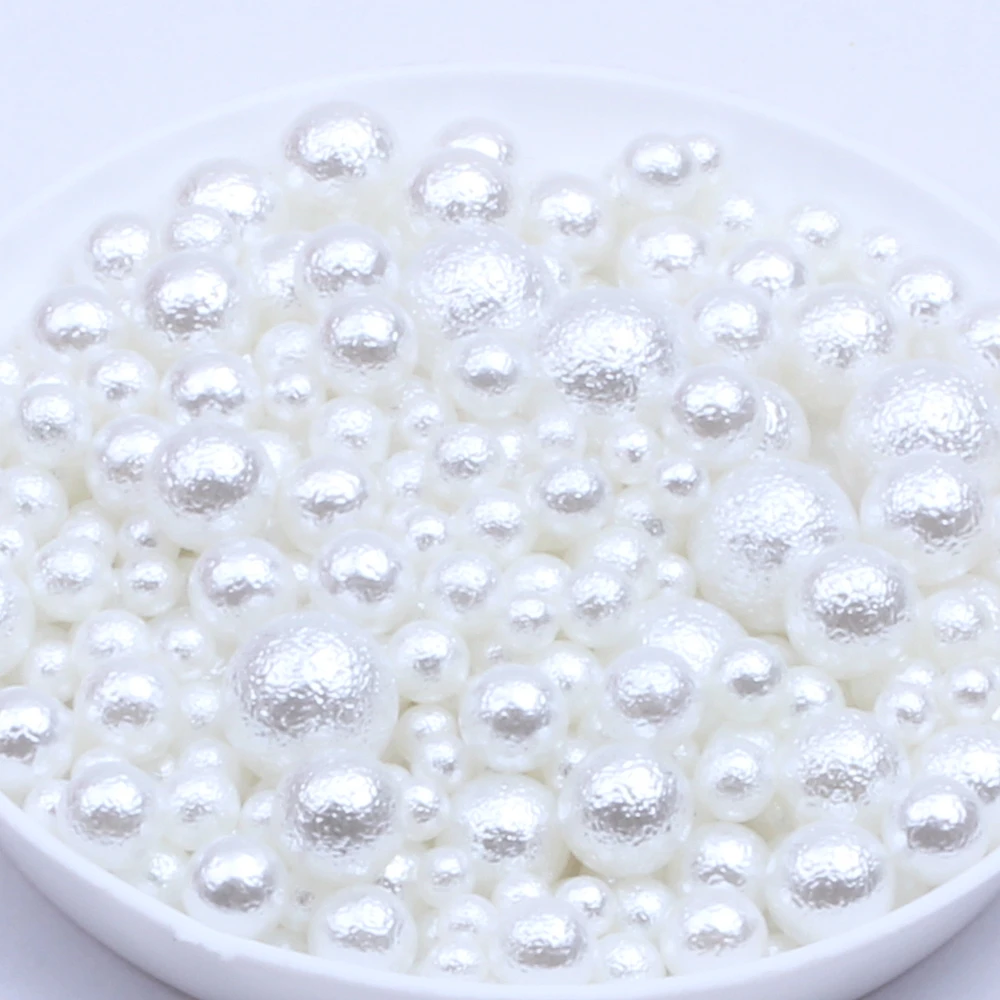 3mm 4mm 5mm 6mm 8mm Mix Sizes 400PCS ABS Wrinkled Skin Imitation Pearl Beads Round No Hole Loose Bead For Craft Jewelry Making