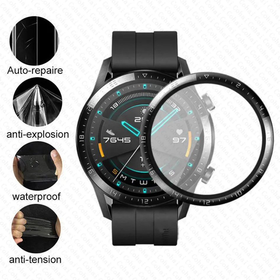 20D Cạnh Cong Kính Cường Lực Cho Huawei Watch GT 2 Pro 46Mm Có Kính Cường Lực Cho Huawei GT2 Tấm Bảo Vệ Màn Hình bao Da Phim