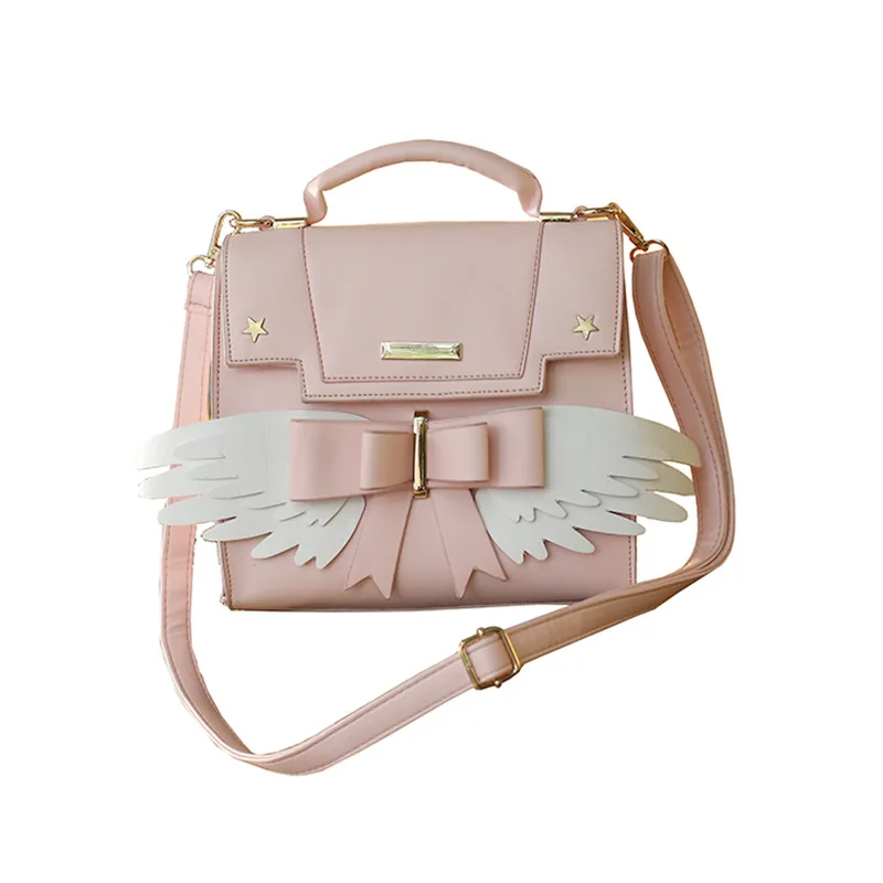 2021 Summer New Shoulder Bag Female Japanese Cute Kawaii Pink Messenger Bag Wing Handbag Personality All-Match Female Bag