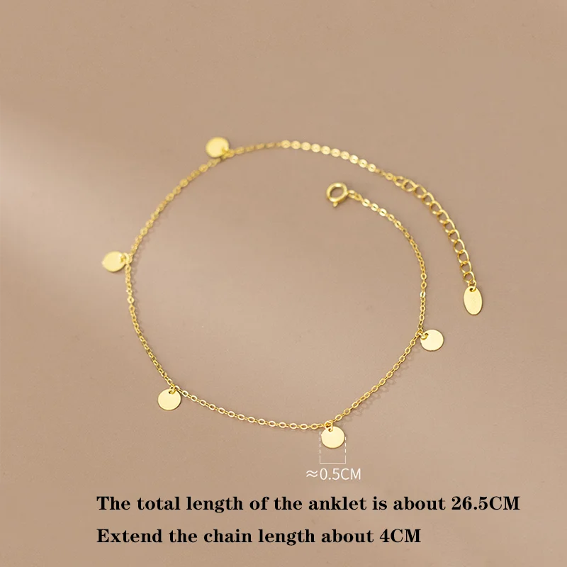 KAMIRA 925 Sterling Silver Vintage Crystal Disc Link Chain Anklet dla kobiet Party Rock Simple Foot Fashion Jewelry Gift серьги