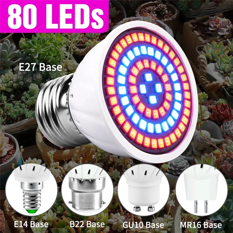 Led Grow Bulb E27 MR16 GU10 110V 220V Full Spectrum LED Plant Hydroponic Growth Light Phyto Lamp Indoor Lighting Flower Seedling