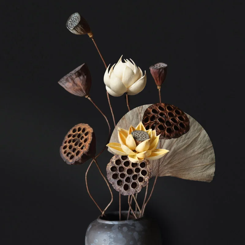 

1pc,Real Natural Dried Pressed Lotus Flower,Decorative Handmade Water Lily Flower Branch,Table Decoration For Home,Living Room