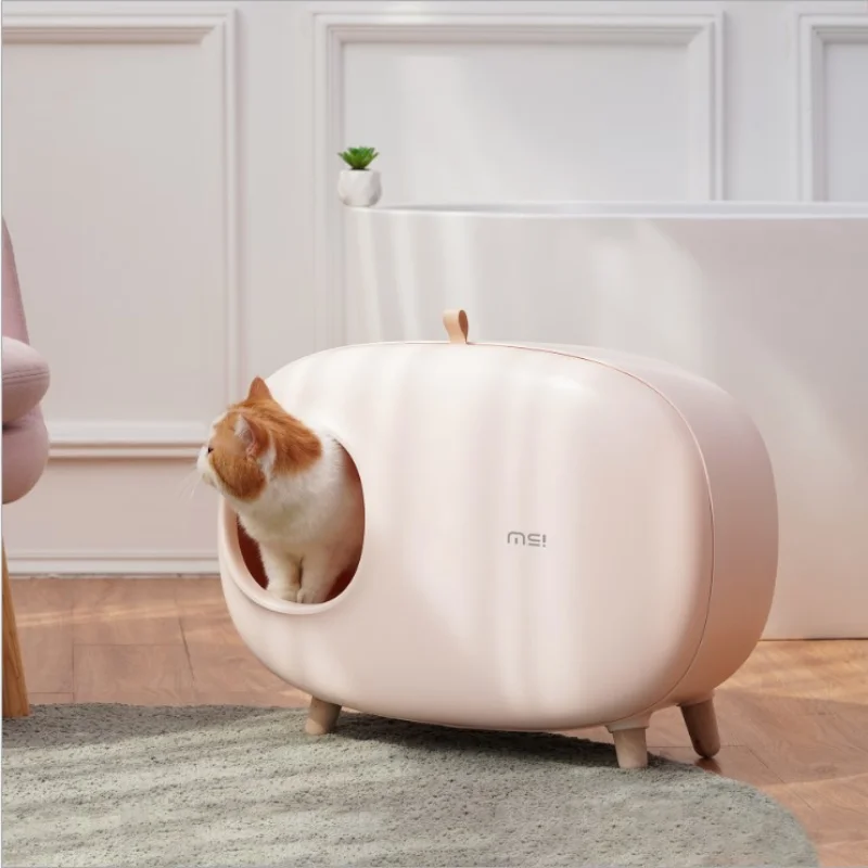 Pet Cat Litter Box Fully Enclosed Bentonite Cat Excrement Toilet Toilet Deodorant Cat Toilet Litter Box Automatic Easy Cleaning