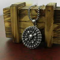 Fine Handmade 316L Stainless Steel Skull Ghost Head Round Skull Pendant Necklace Men's and Women's Jewelry Accessories Necklace