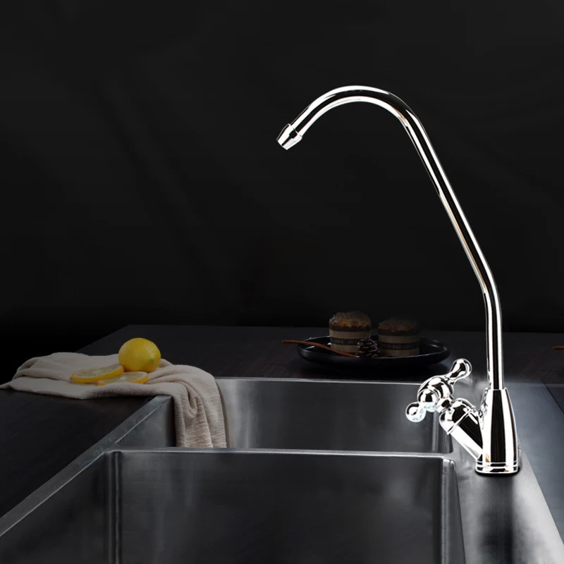 1/4" Kitchen Water Purifier Faucet Reverse Osmosis RO Drinking Water Filter Faucet Part Purifier 360 Degree Rotation Water Tap