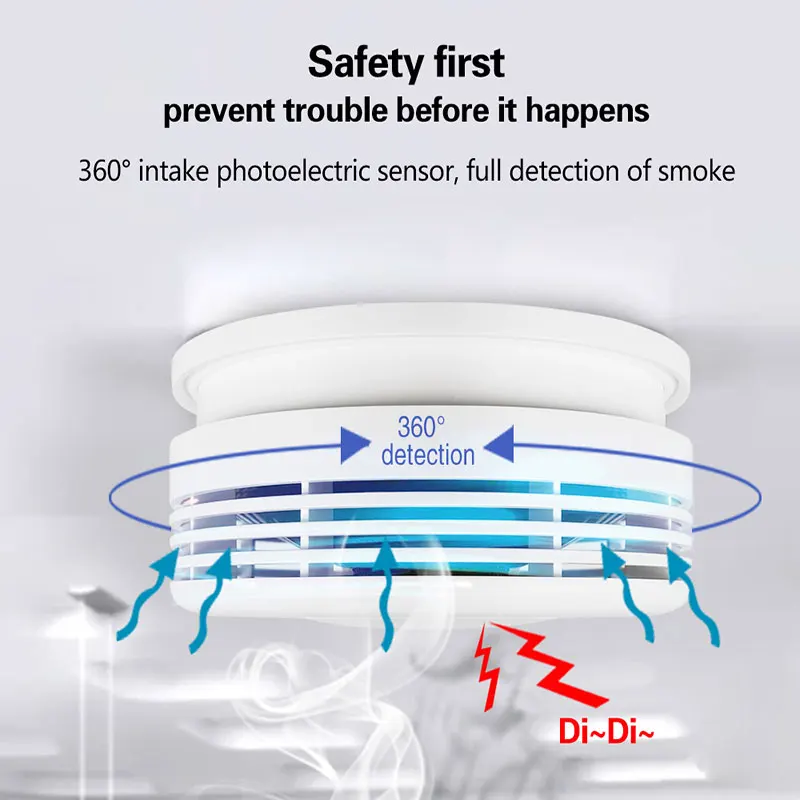 YUPA Tuya WIFI Fire Smoke Detector Security Alarm System For Garden Smoke House Home Office SmartLife APP Control Fire Alarm