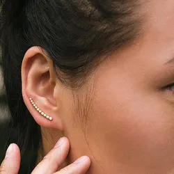 2022 high quality simple multi piercing 925 sterling silver bezel cute tiny cz long ear wire climber earring