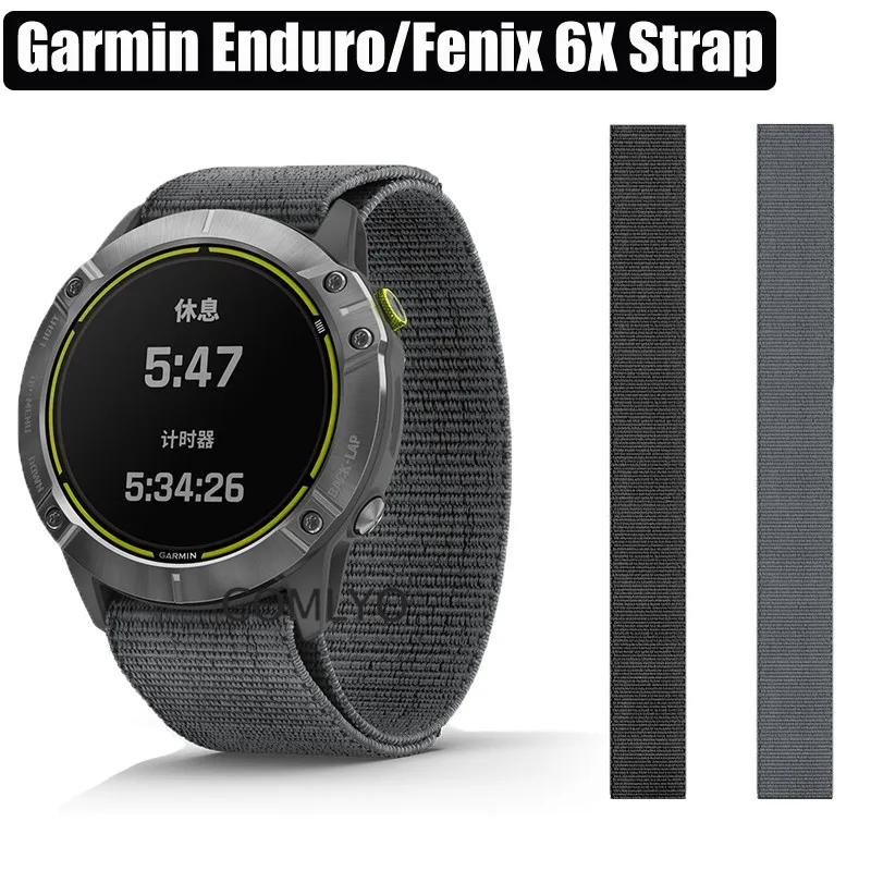 Watch Band Hook and Look Nylon Belt, Pulseira para Garmin Enduro 2 Fenix 6X 6S Pro Solar 5X Plus 5S 3 HR Descida MK1 Mk2 Mk2i