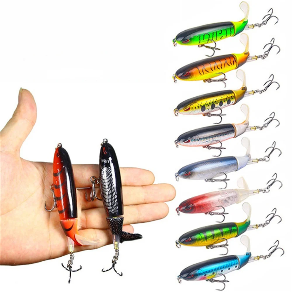 1PCS Propeller Tractor Fishing Lure 9cm 13g Whopper Popper Topwater Artificial Bait Hard Plopper Soft Rotating Tail Tackle