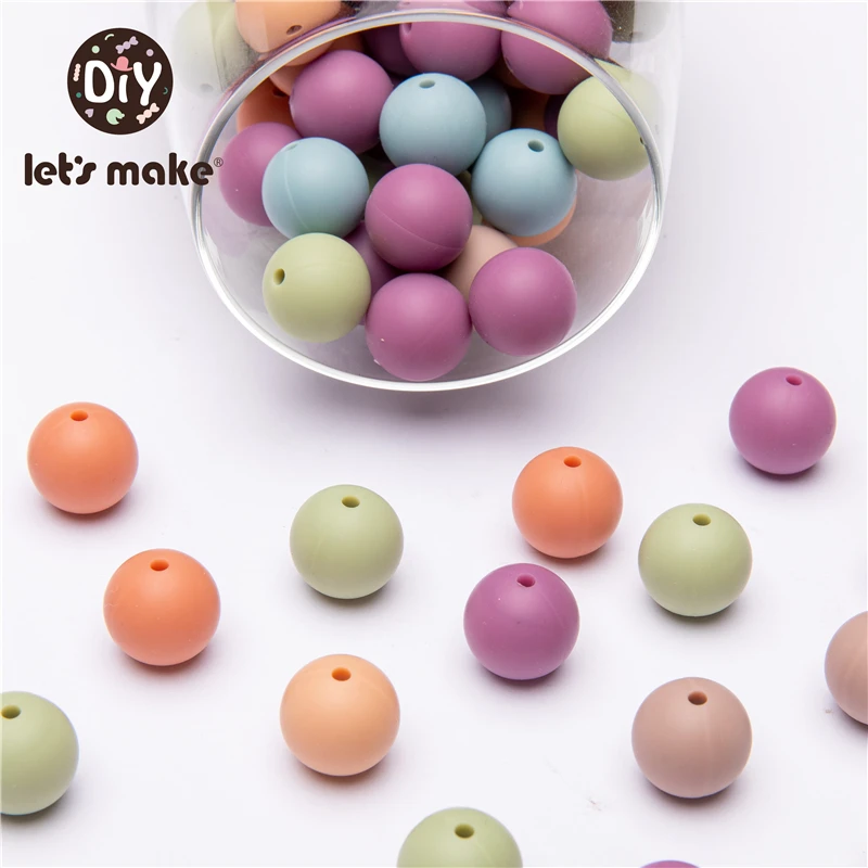 let's make 15mm 20pc Silicone Beads Baby Teething Beads Safe Food Grade Nursing Chewing Round Fashion Baby Teether Beads New