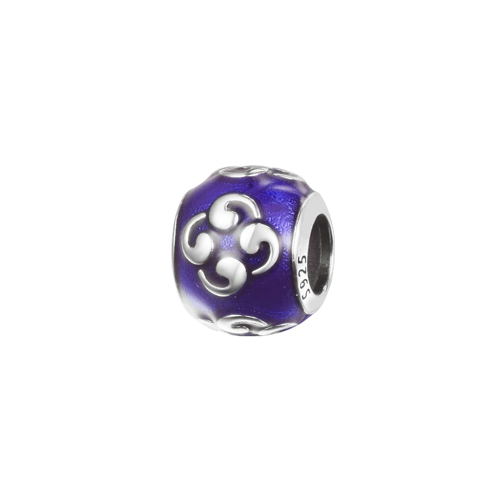 

DIY Fits for Pandora Charms Bracelets Blue Enamel Zen Swirls Charm Beads 100% 925 Sterling-Silver-Jewelry Free Shipping