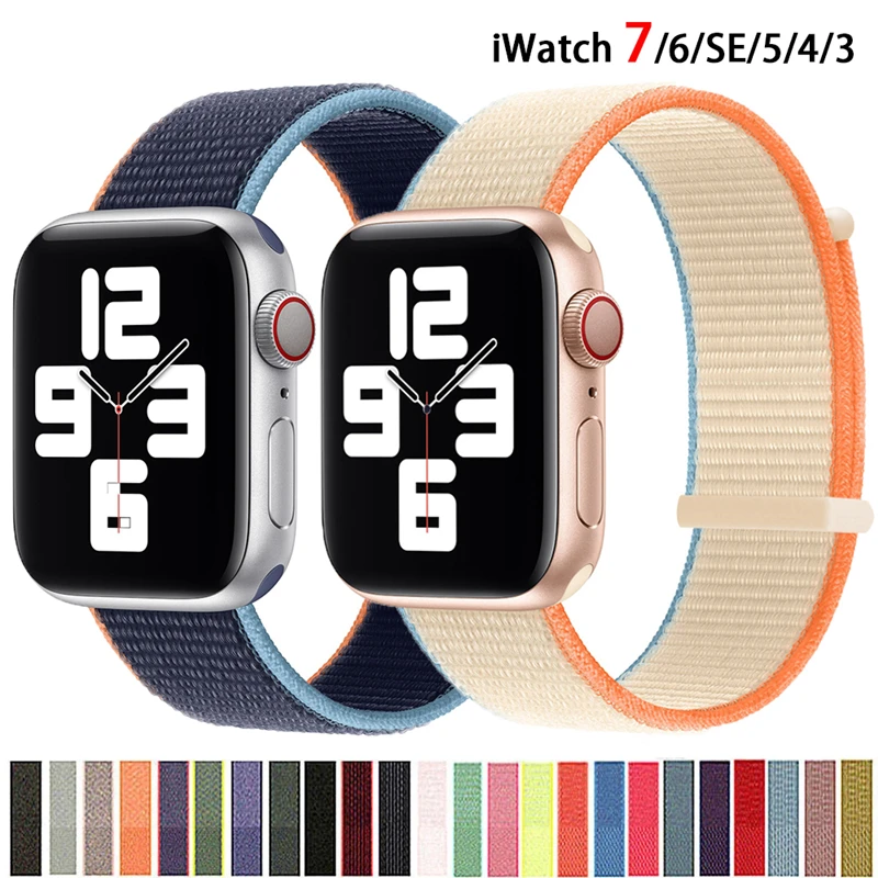 Apple Watch用ナイロンストラップ,バンド10,9,8,7,se,6,5,ultra,49mm, 40mm, 44mm, 45mm, 41mm iwatchシリーズ3用ブレスレット,46mm, 42mm