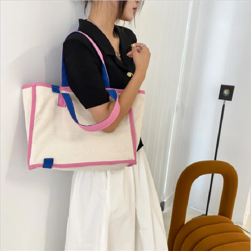 Simple Fashion Large-capacity Handbag for Ladies Vintage Canvas Tote for Female Portable Business Briefcase Korean Shopper Bag