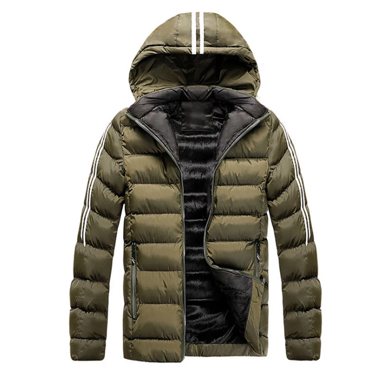 Nieuwe Winter Jas Mannen Nieuwe Aankomst Casual Hooded Parka Mannelijke Fleece Korte Jassen Slim Fit Katoen Gewatteerde Jas Mannen