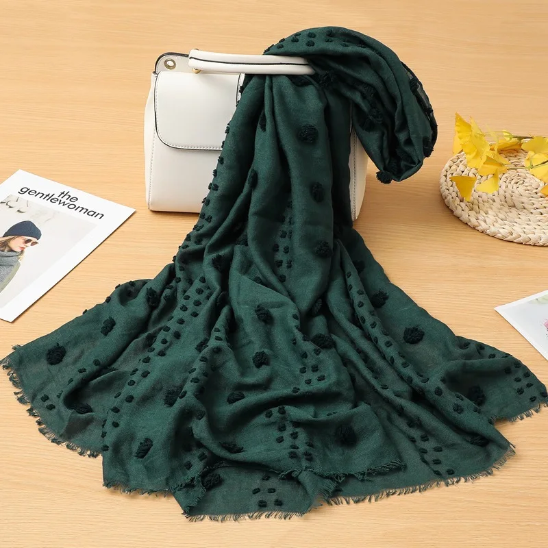 

2020 Cotton Pompon Fringe Scarves Shawls Long Women Trendy Candy Color Muffler Hijab Scarf Wrap 19 Color Free Shipping