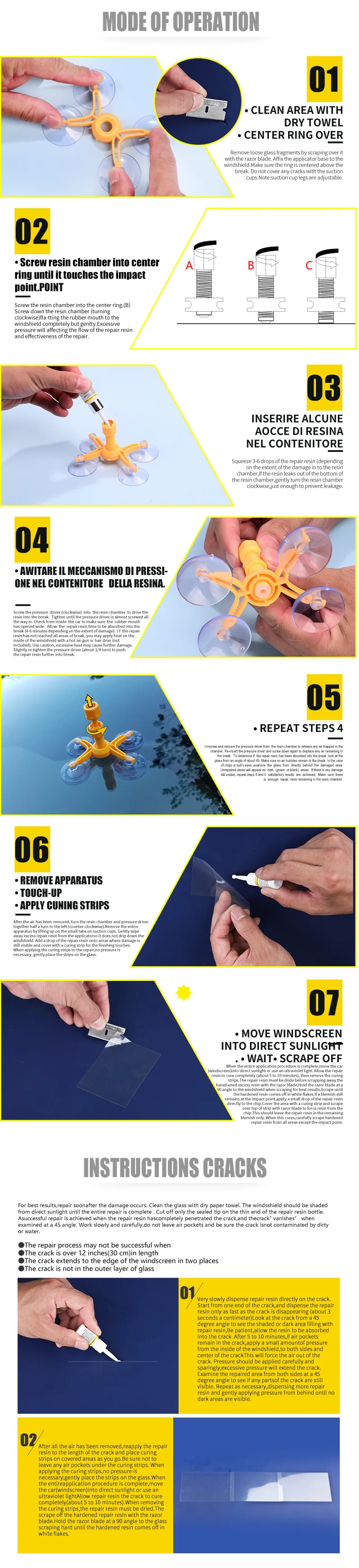 Windshield Repair Kit Quick Fix Car Cracked Glass Windscreen Repair Tool Kit Resin Sealer DIY Auto Window Screen Polishing