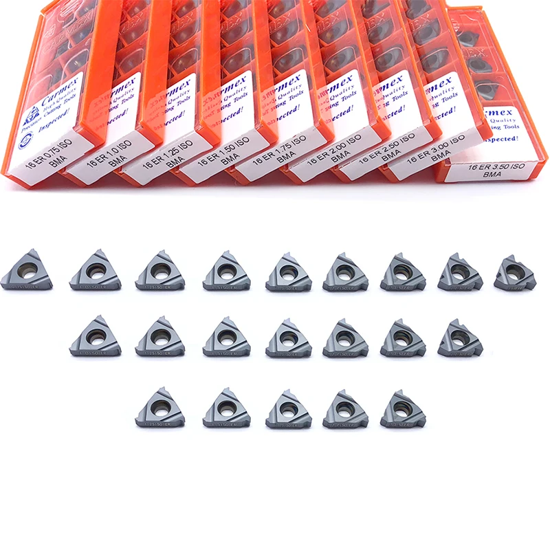 10pcs 16ER 16IR 0.5ISO 0.75ISO 1.0ISO 1.25ISO 1.50ISO 1.75ISO 2.0ISO 2.5ISO 3.0ISO 3.5ISO BMA 외부 나사 CNC 카바이드 인서트