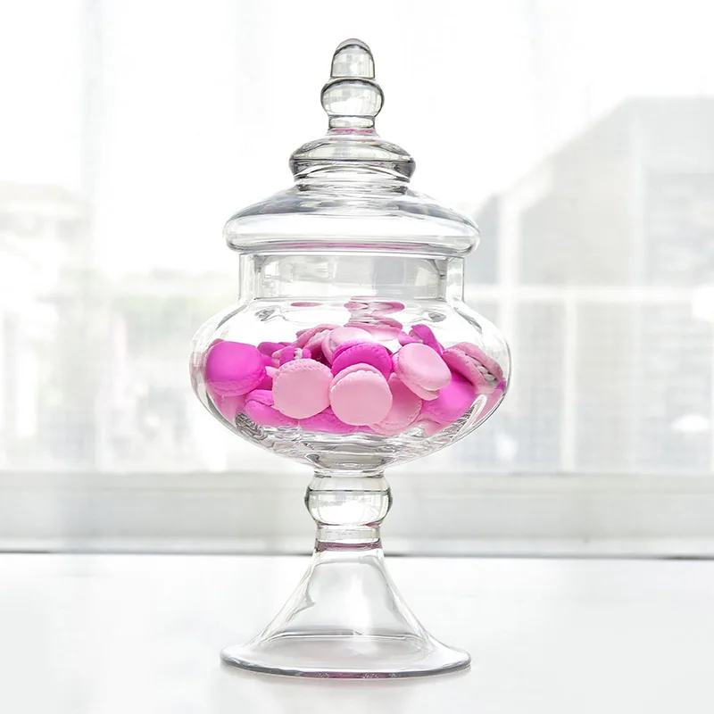 Transparen Glass Bottles Decoration Crafts Dust-proof Stand Dessert Candy Jars Tea Caddy Boxes Storage Jar Home Decor