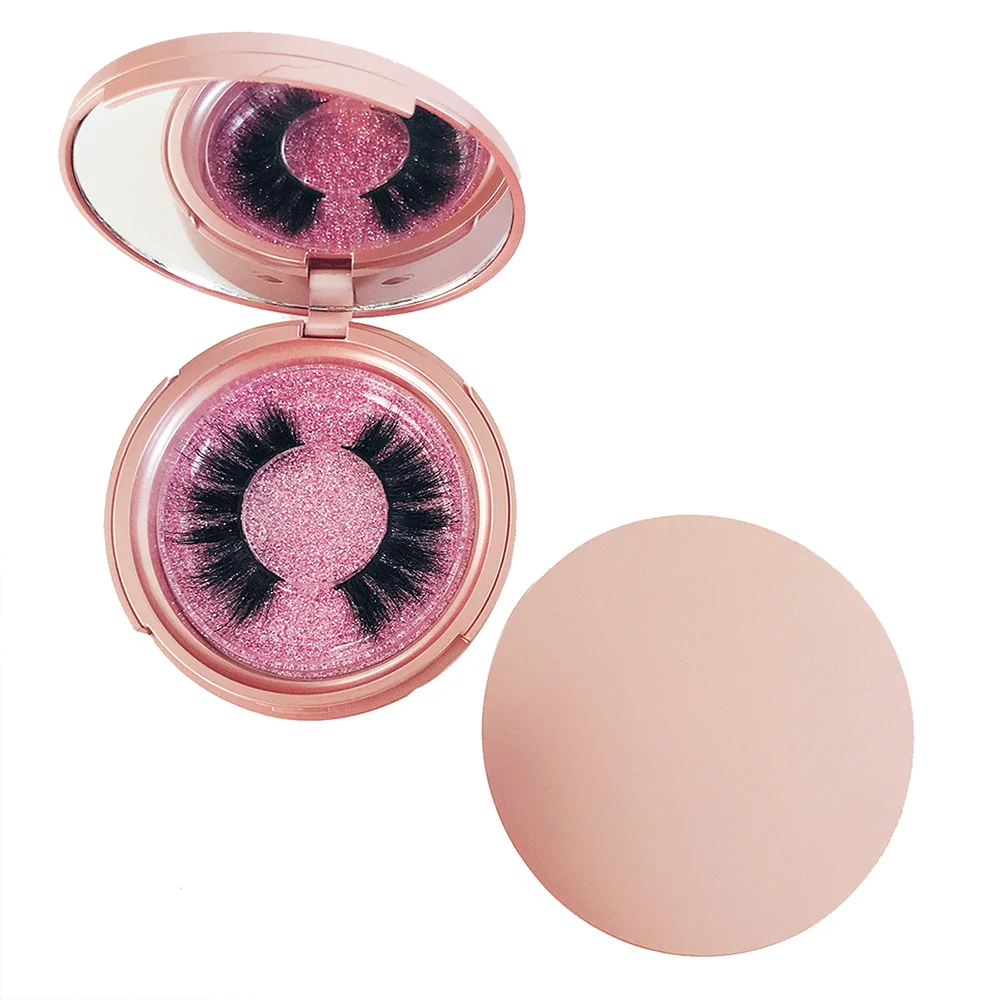 Wholesale Lash Boxes Packaging Bulk With Logo Round Lashes Box Case With Logo Lash Packaging Boxes with Mirror