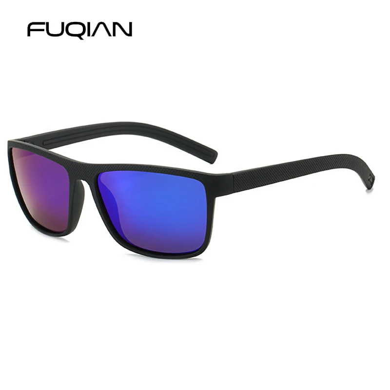 Classic Black Square Sunglasses Men Women Vintage Polarized Sun Glasses For Male Fashion Blue Driving Travelling Shades