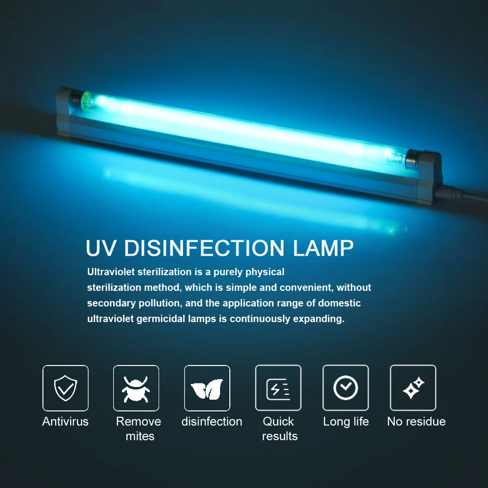 Lámpara Ultravioleta esterilizadora UV, tubo de luz T5, desinfección, eliminación de ácaros, T5, UVC, 8W, 6W, 220V