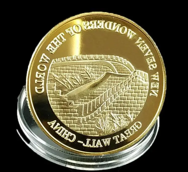 100pcs Non-currency Coin the Seven Wonders of the World Commemorative Coins Petra Christ Redeemer Machu Picchu Chichen Wholesale