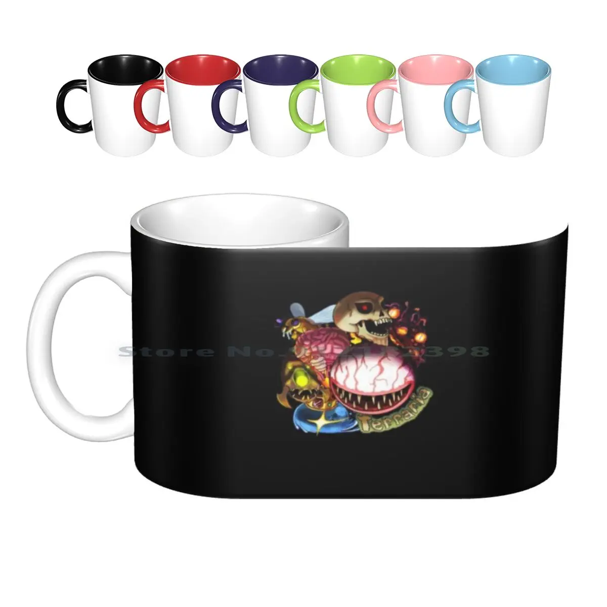 Terraria Rush Ceramic Mugs Coffee Cups Milk Tea Mug Terraria Rush Skull Horror Game Video Gamer Monster Creative Trending