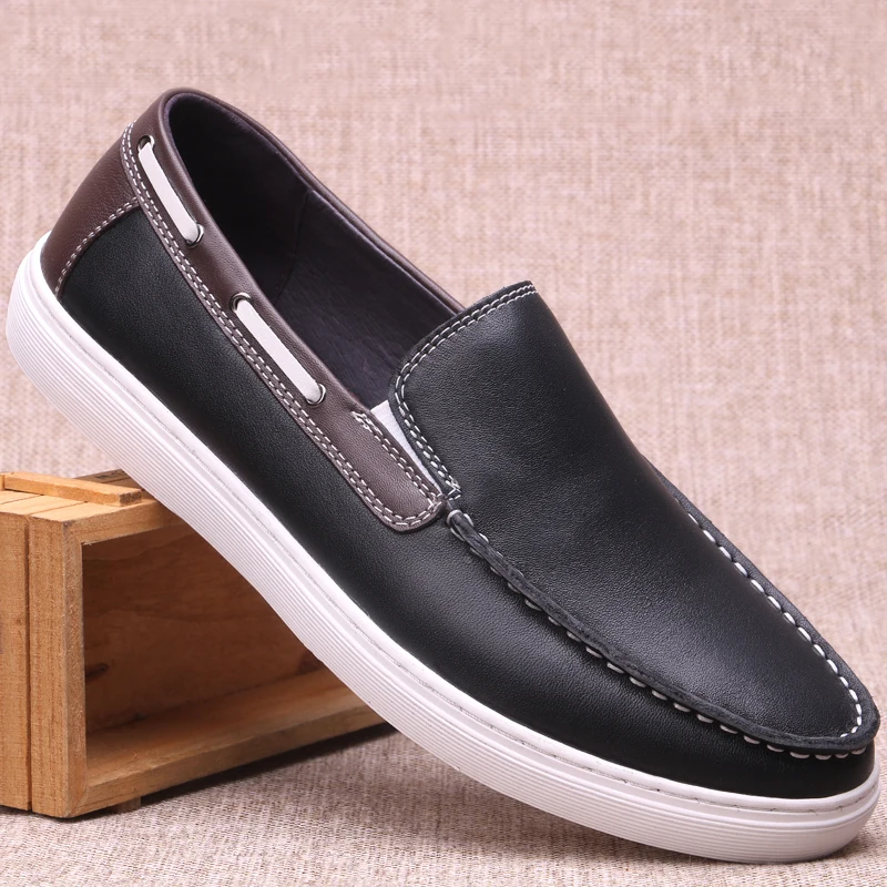 Luxury Men\'s Genuine Leather Casual Shoes British Style Soft Bottom Boat Flat Shoe Breathable Youth Driving Light Loafers M98023