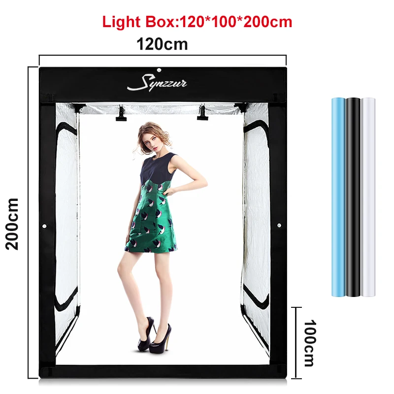 CAJA PLEGABLE derecha LED para fotografía, Softbox para estudio fotográfico, Carpas de tiro regulables, 100/120/160/200cm