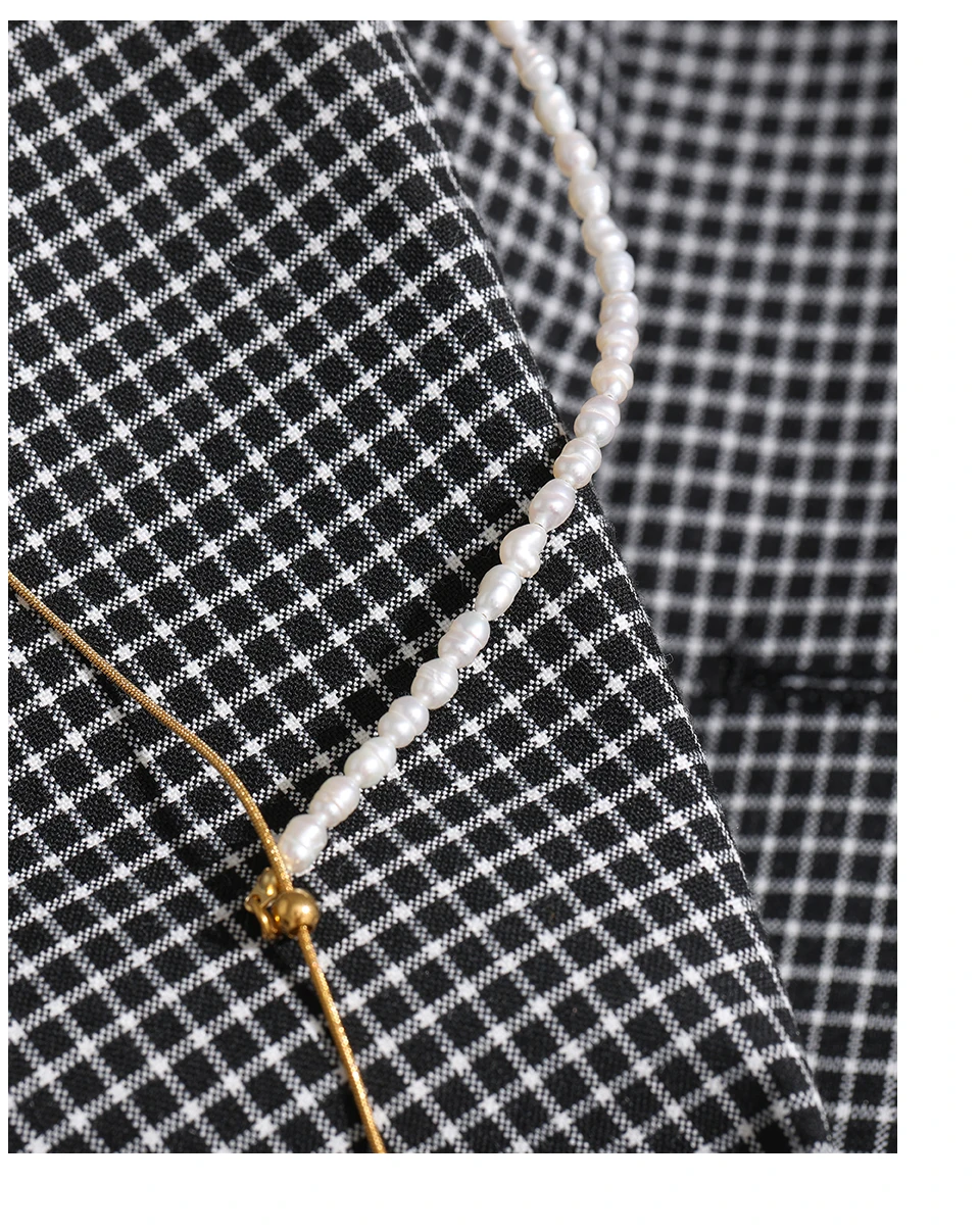 Yhpup Edelstahl-Accessoires, elegante natürliche Perlenkette, Halskette, trendiges metallisches 18-K-Kragen, wasserdicht, Bangkok ORIG, Geschenk – Detail 7