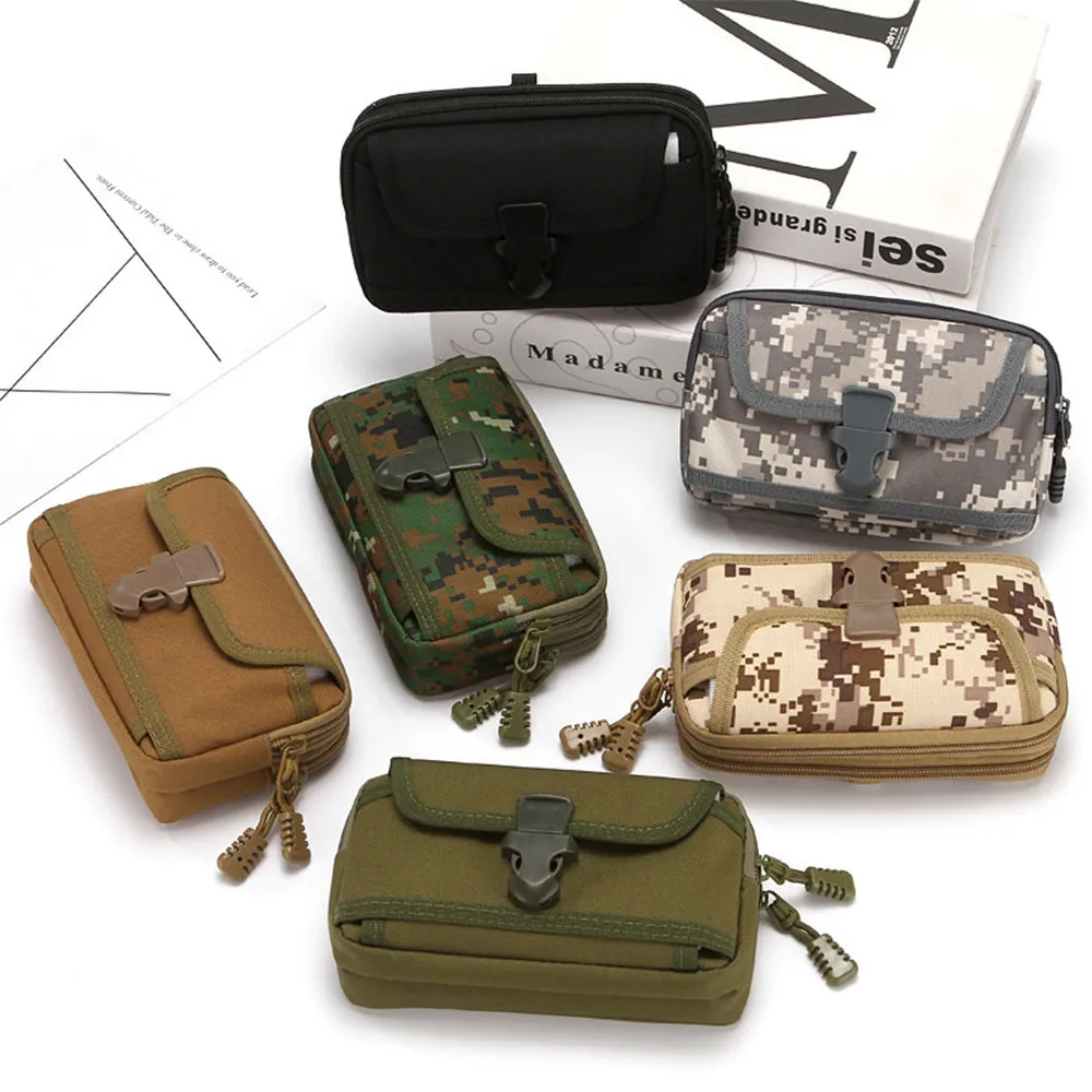 Bolsa de camuflaje militar para exteriores, riñonera táctica EDC de utilidad para teléfono de 6,5 pulgadas, bolso de caza